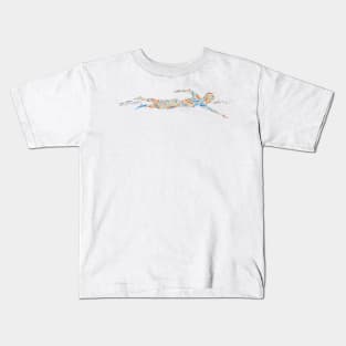 Freestyle Swimmer with Creative Colorful Wave Design Gift Kids T-Shirt